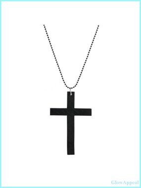 Chunky Wooden Cross Pendant Necklace Gothic Y2K Statement Jewelry